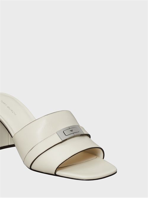Leather mules with metal buckle and block heel TORY BURCH | 181952250